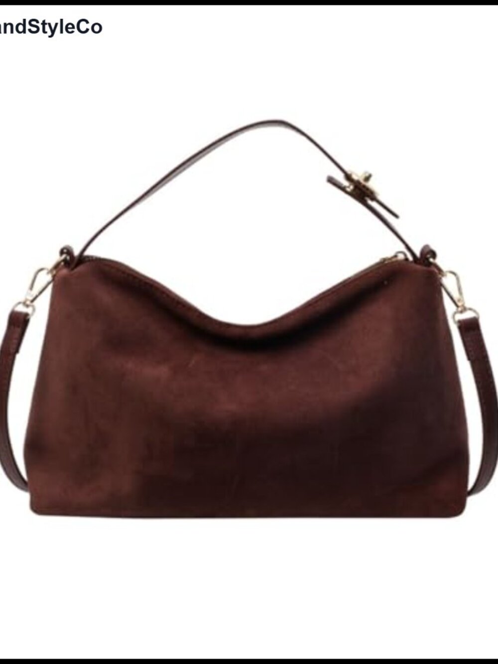 Faux Suede Tote Bag with Adjustable Strap for Work Office